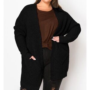 Coin1804 Plus Size Marled Knit Pocket Cardigan Sweater